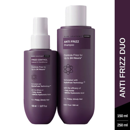 Bare Anatomy Expert Anti Frizz Shampoo & Frizz Control Leave-In Conditioner for Smoother, Healthy & Glossy Hair
