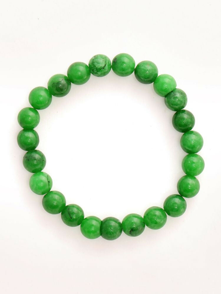 Green Jade Elastic Bracelet - Ruby Raang