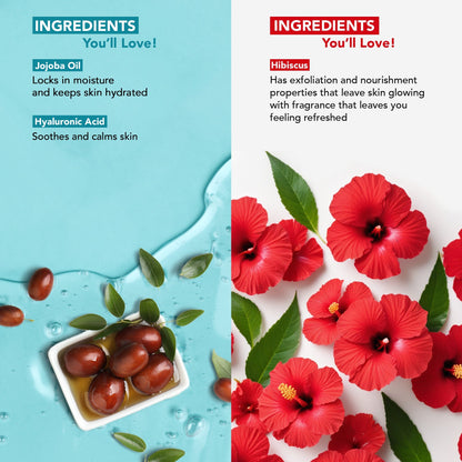 Botanic Hearth Jojoba Hyaluronic Bobywash & Hibiscus Scrub Combo