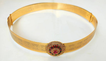 Adjustable Waist Belt/ Vaddanam/ Kamarband With Multicolor Pendant