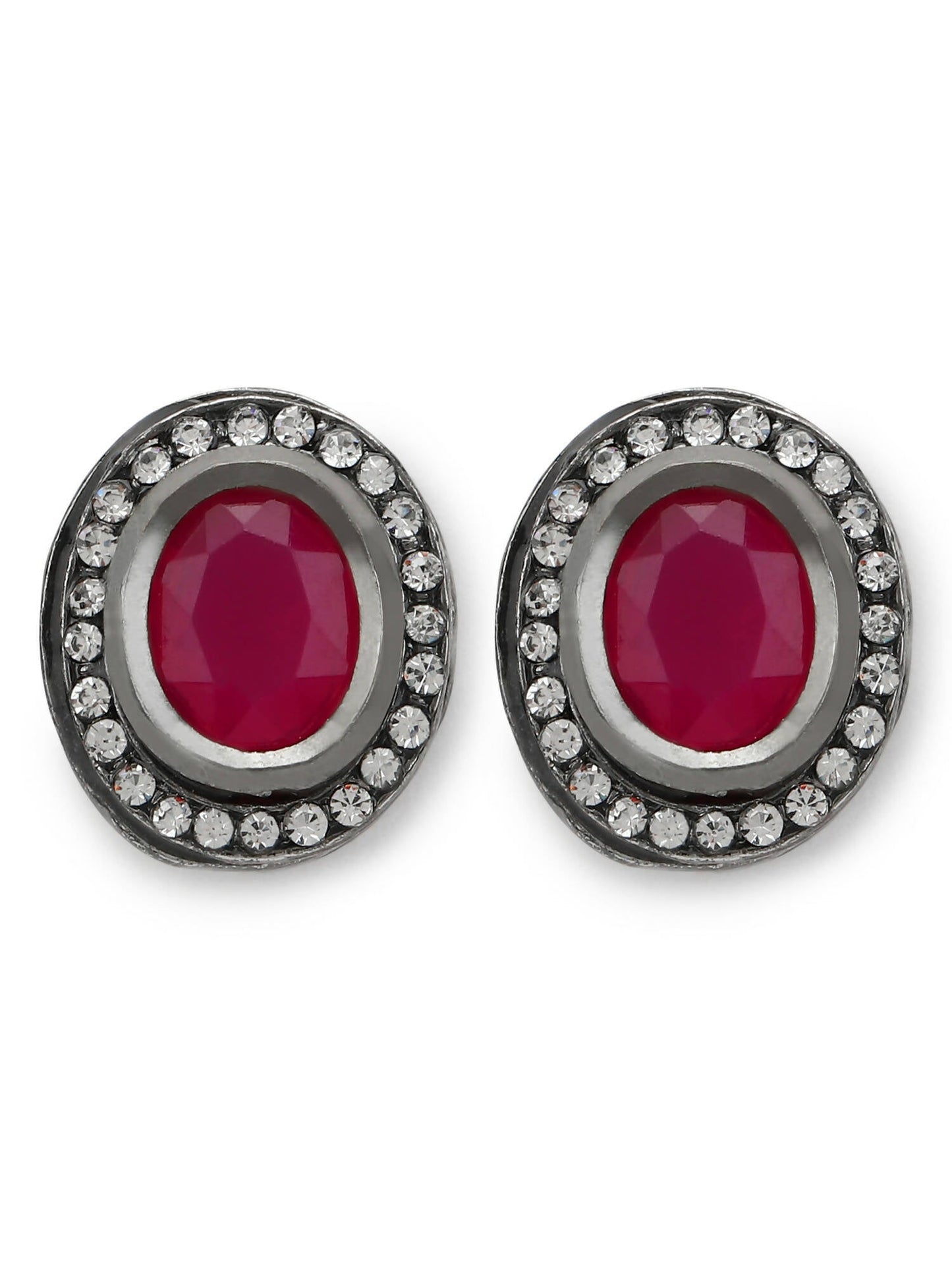 Pink Circular Studs Earrings - Ruby Raang
