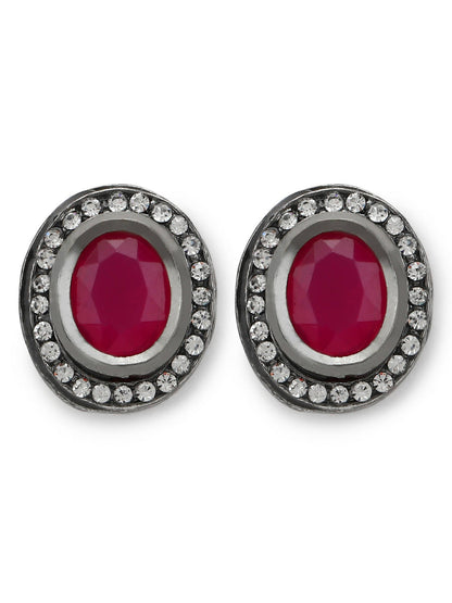 Pink Circular Studs Earrings - Ruby Raang