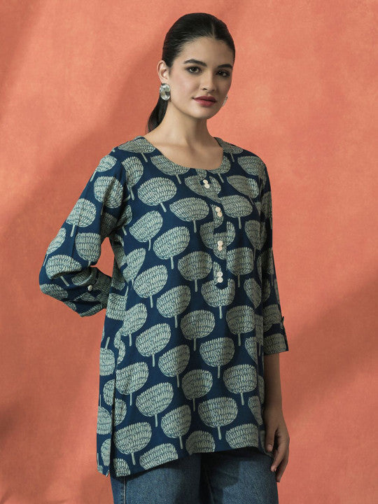 Sangria Floral Printed A-Line Top