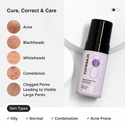 Cureskin Deep Cleanse Salicylic Acid Face Wash for Oily Skin