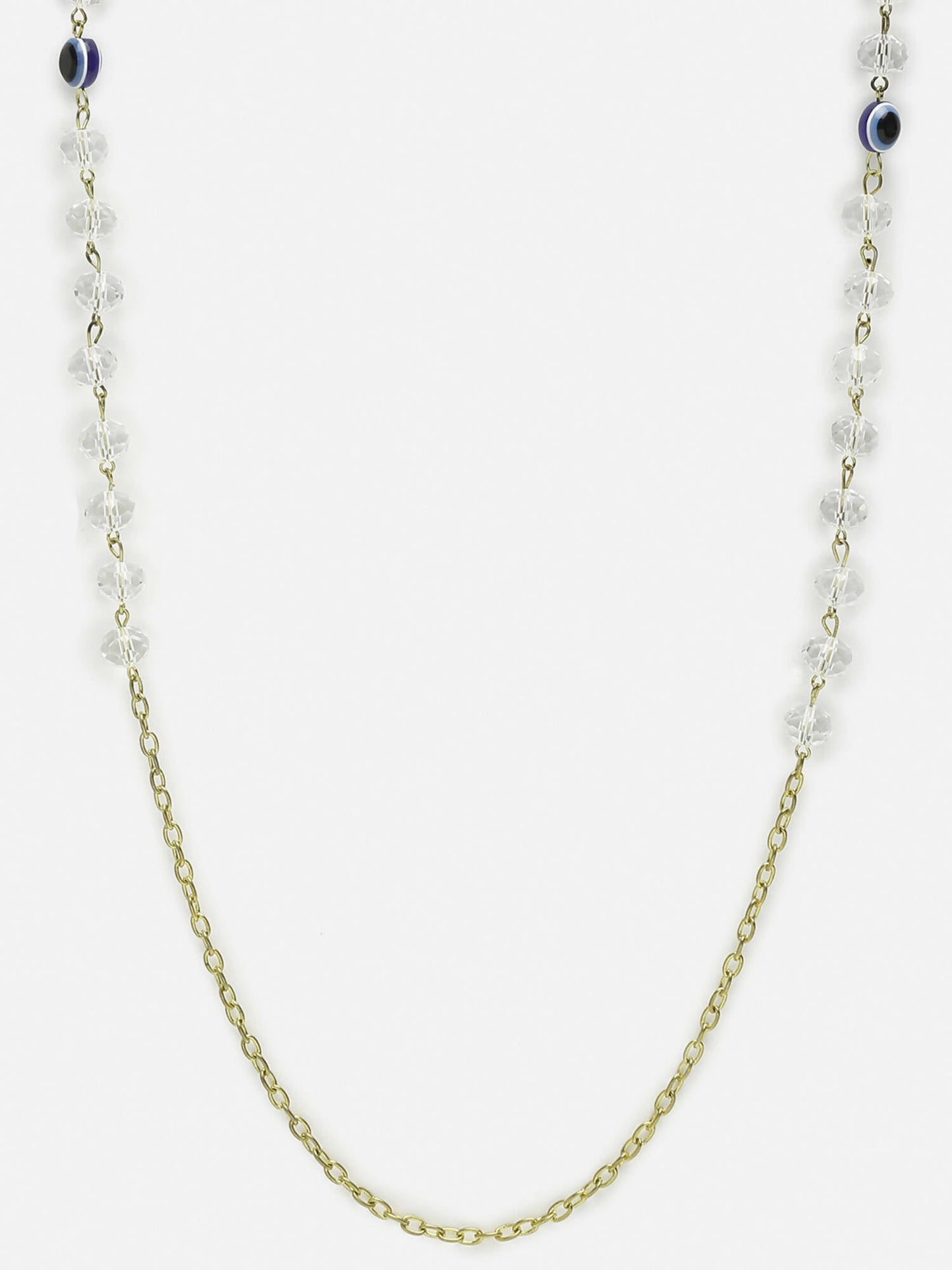 Unisex Gold-Toned Blue Evil Eye Beaded Mask Chain - Ruby Raang