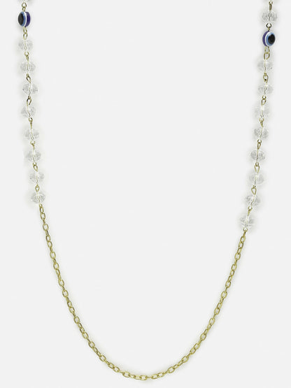 Unisex Gold-Toned Blue Evil Eye Beaded Mask Chain - Ruby Raang