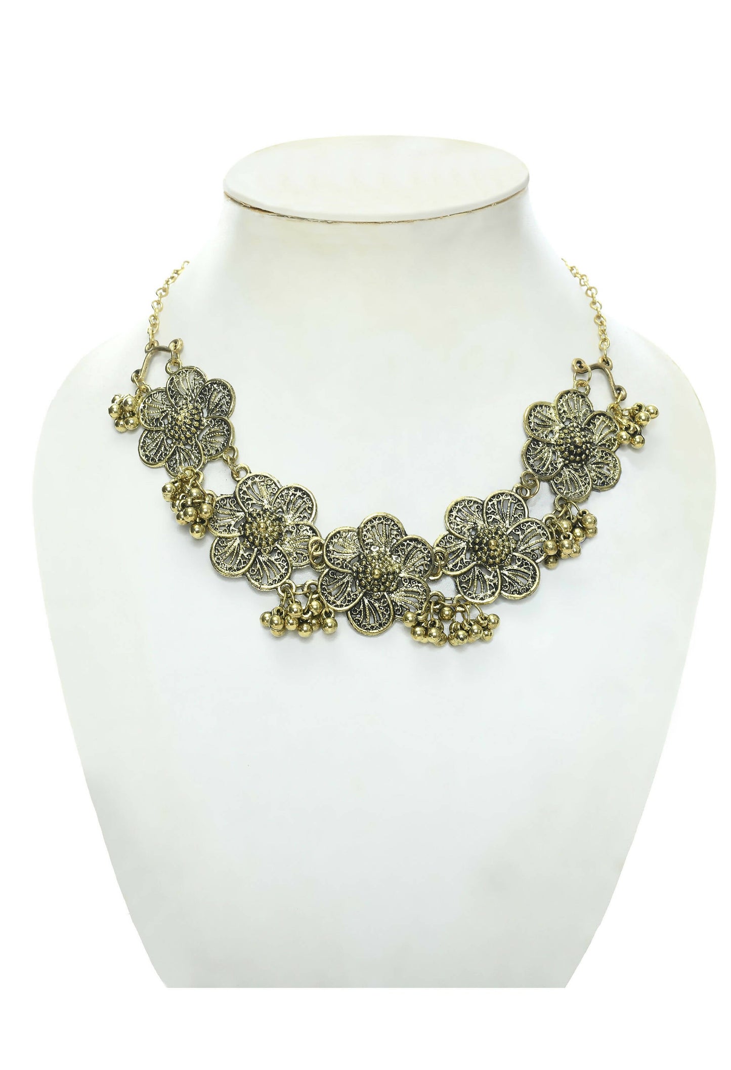 Mominos Fashion Johar Kamal Golden-Plated Brass Finish Floral Desgin Choker For Women