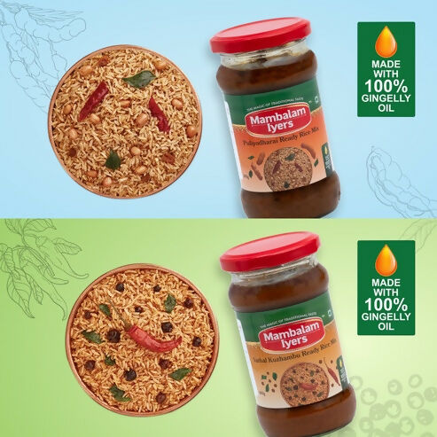 Mambalam Iyers Puliyodharai & Vathal Kuzhambu Ready Rice Mix Combo