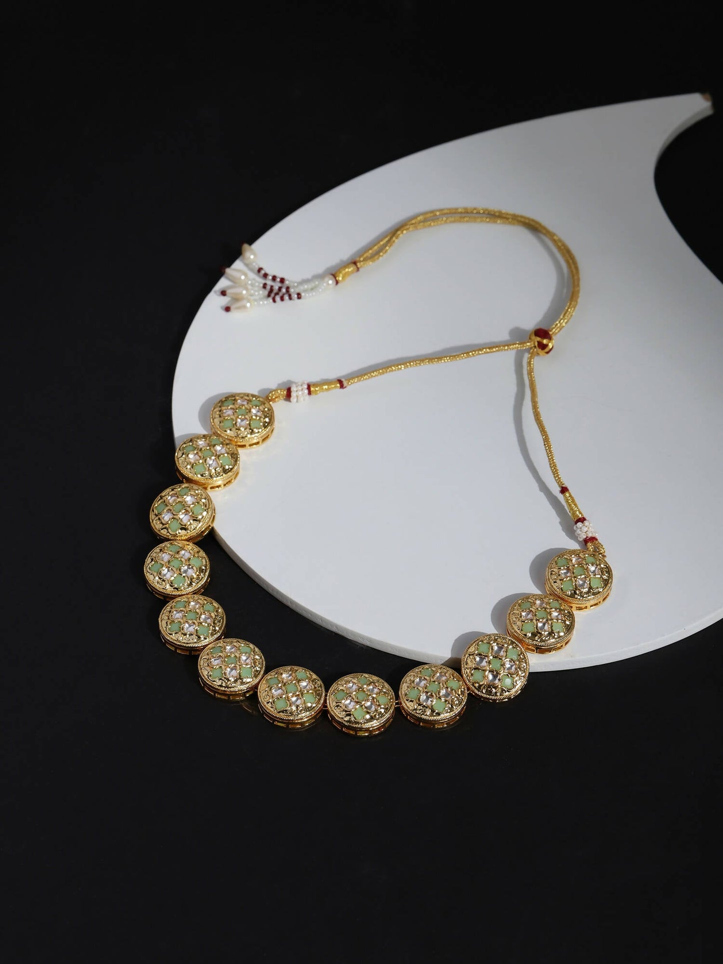 Gold-Toned White Brass Gold-Polished Necklace - Ruby Raang