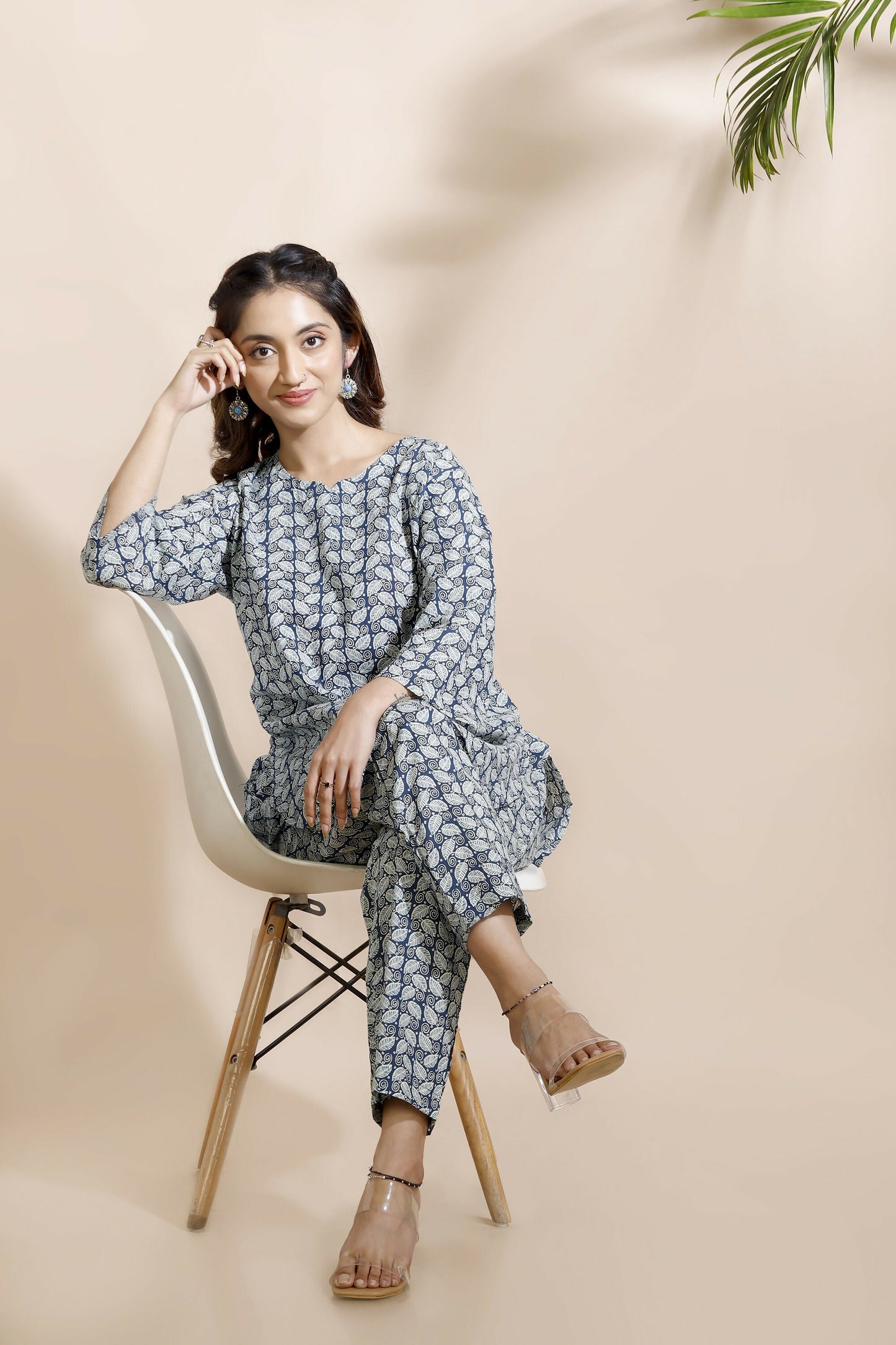 Breathables Abstract Cotton Co-Ord Set – Blue
