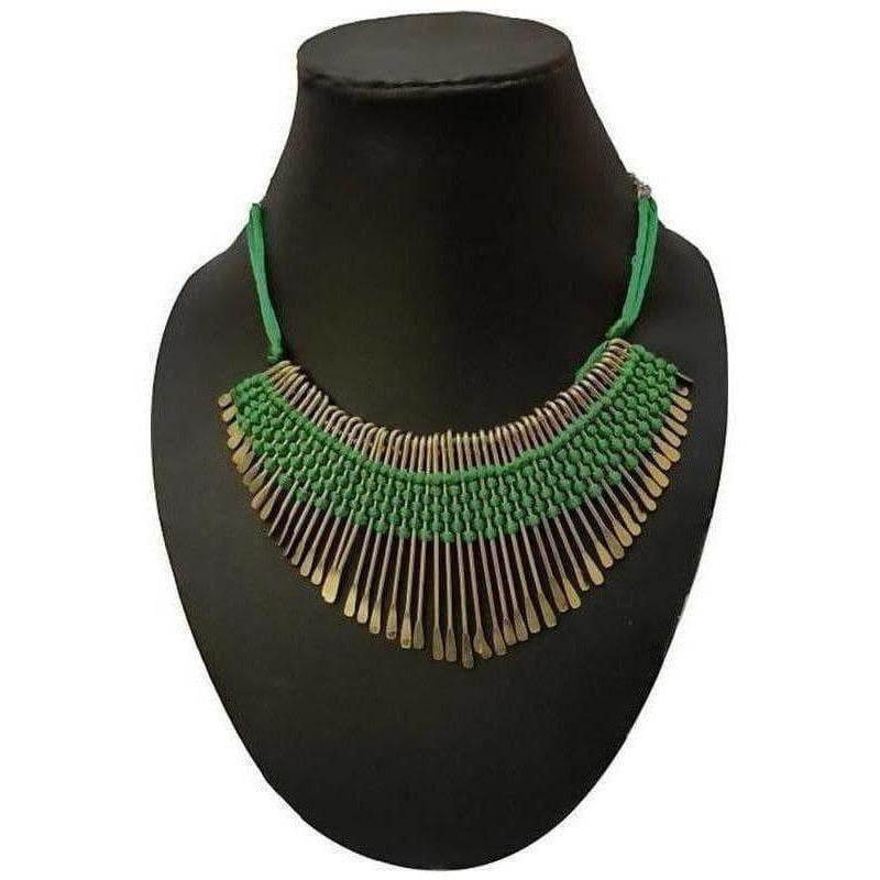 MS Fashion India Latest Threaded Green Color Necklace For Women