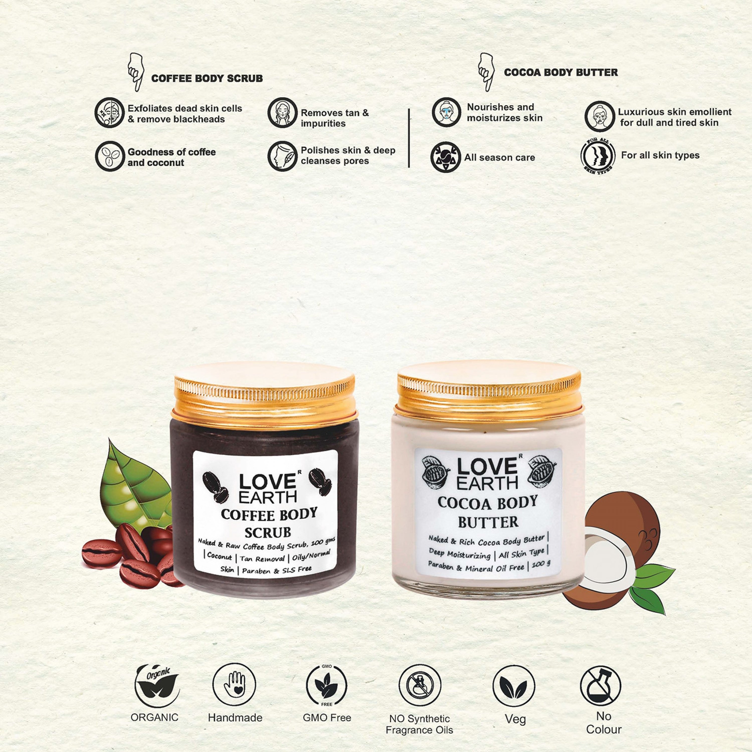 Love Earth Body Polish Kit – Coffee Body Scrub & Cocoa Body Butter