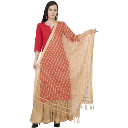 A R Silk Cotton Square Regular Dupatta Color Dark Golden Dupatta or Chunni