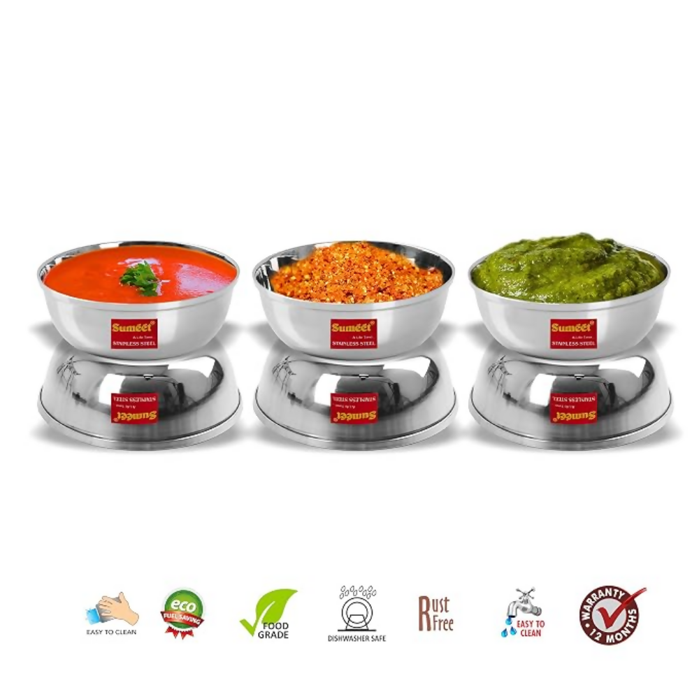 Sumeet Stainless Steel Heavy Gauge Bowl Set/Wati Set With Mirror Finish