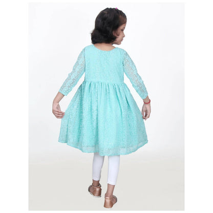 Akarshan viscose Lukhnowi Chikankari Anarkali kurta with Leggings - Green