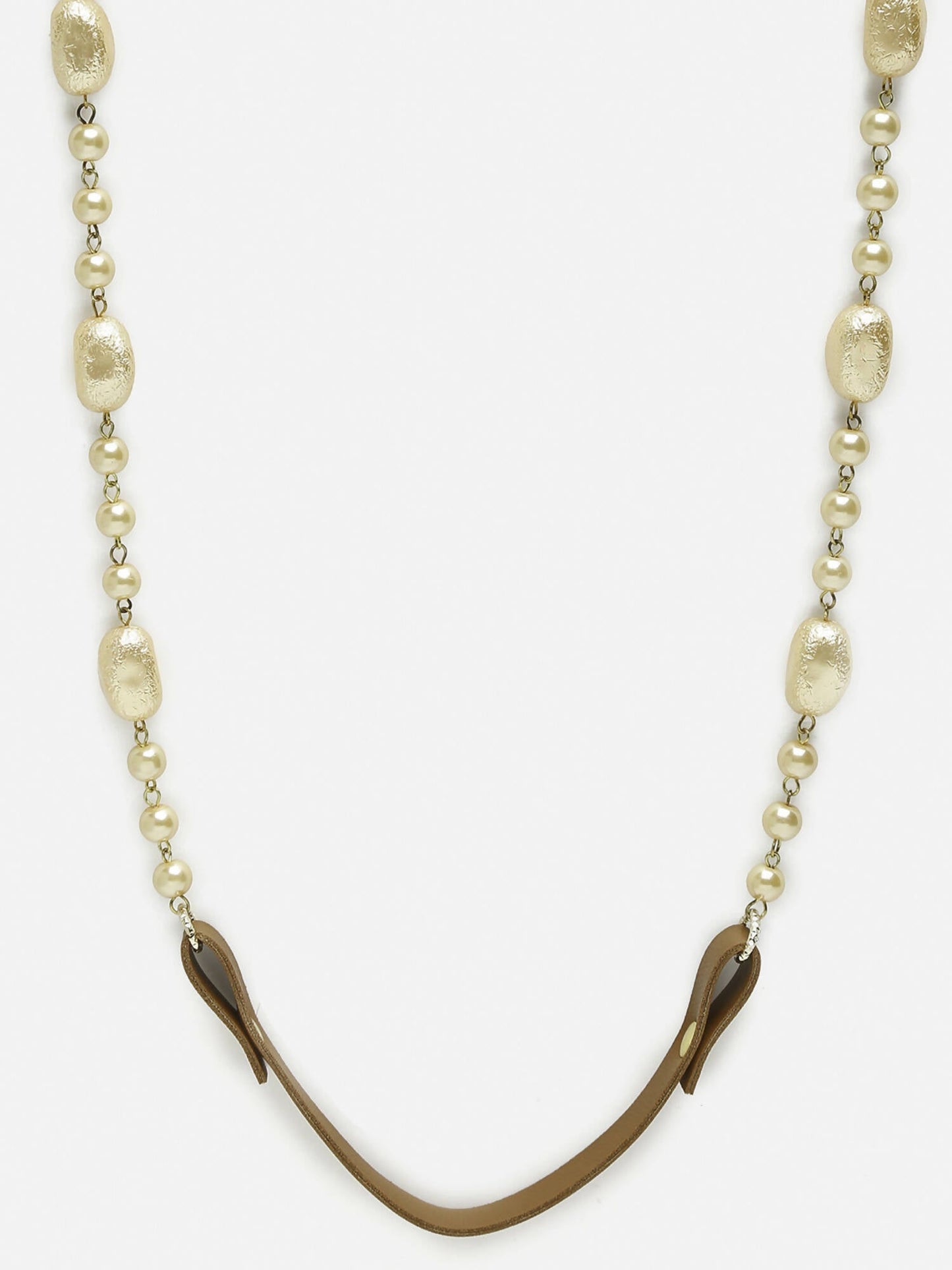Brown Leather Beaded Mask Chaain - Ruby Raang