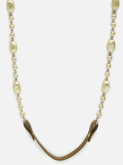 Brown Leather Beaded Mask Chaain - Ruby Raang