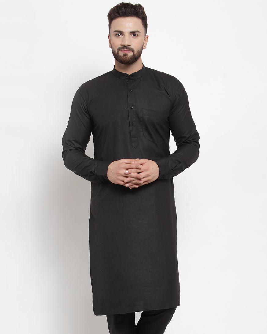 Jompers Men Black Solid Kurta Only