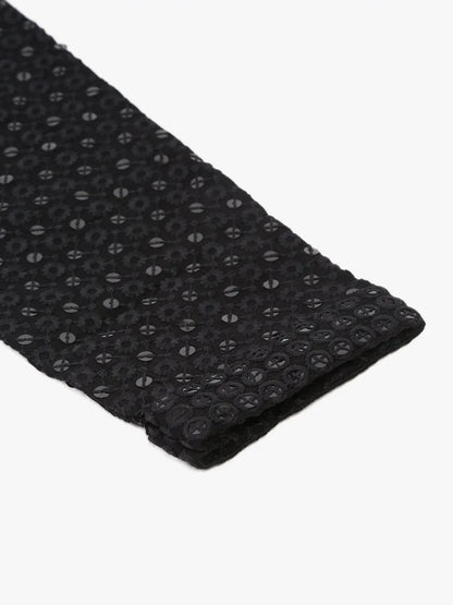 Jompers Men's Black Chikankari Embroidered and Sequence Kurta Only