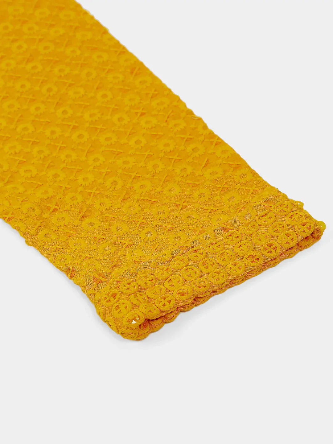 Jompers Men's Mustard Chikankari Embroidered and Sequence Kurta Only