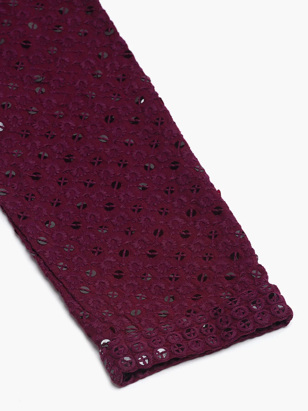 Jompers Men's Purple Chikankari Embroidered and Sequence Kurta Only