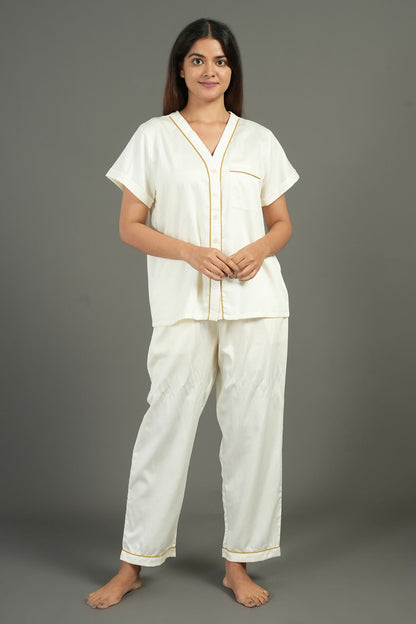 Breathables Women Cotton Night Suit Shirt And Pants Co-Ord Set I Night Wear | Co-Ord Set | Lounge Wear Set I Solid Colour