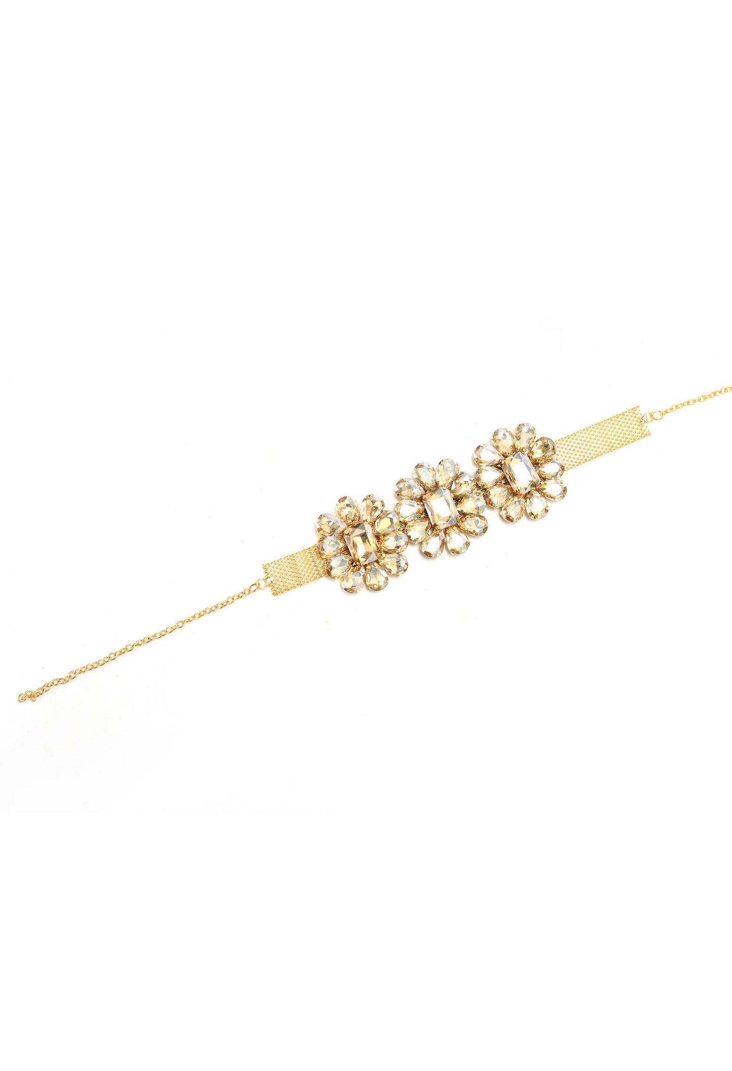 Mominos Fashion Joharkamal Gold-Polished Brass Finish Stone Choker For Women & Girls (Golden)