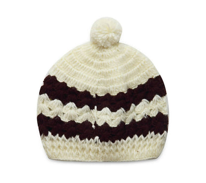ChutPut Hand knitted Front Open Sweater For Baby Girls with Cap- Cream