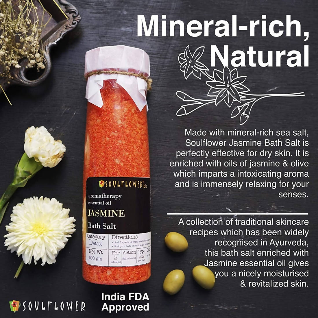 Soulflower Aromatherapy Essential Oil Jasmine Bath Salt