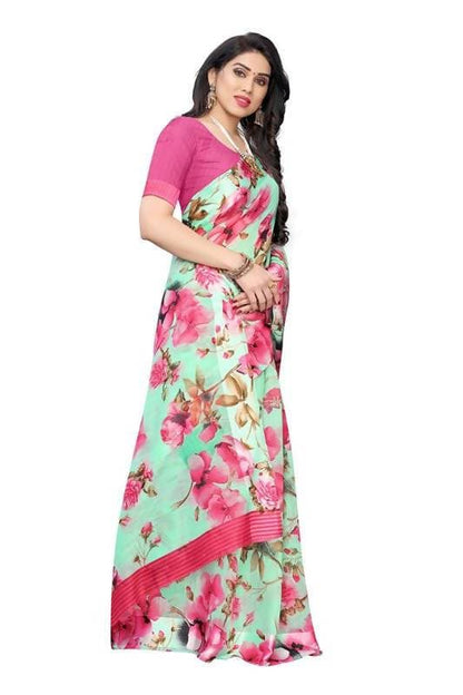 Vamika Green Linen Satin Border Saree (SONAKSHI 12 GREEN)