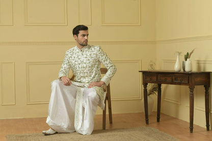 Off White Embroidered Sherwani by Hilo Design