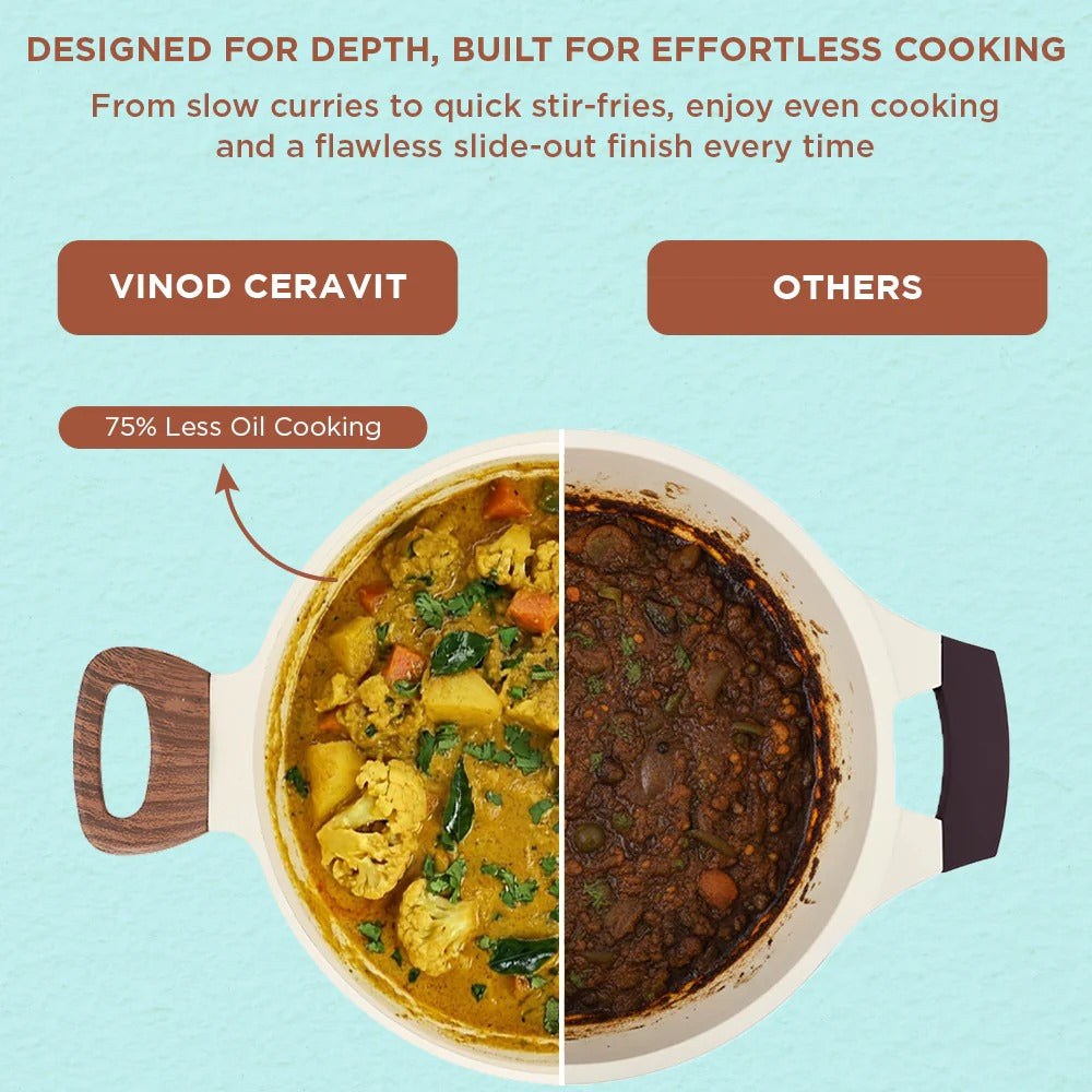 Vinod CeraVit Deep Kadai CeraGreen Ceramic Non-Stick Induction Friendly