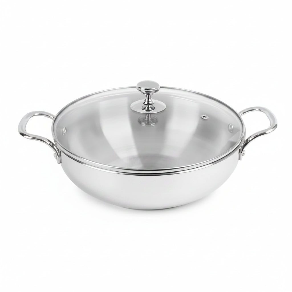 Milton Stainless Steel Kadhai with Glass Lid - 22cm