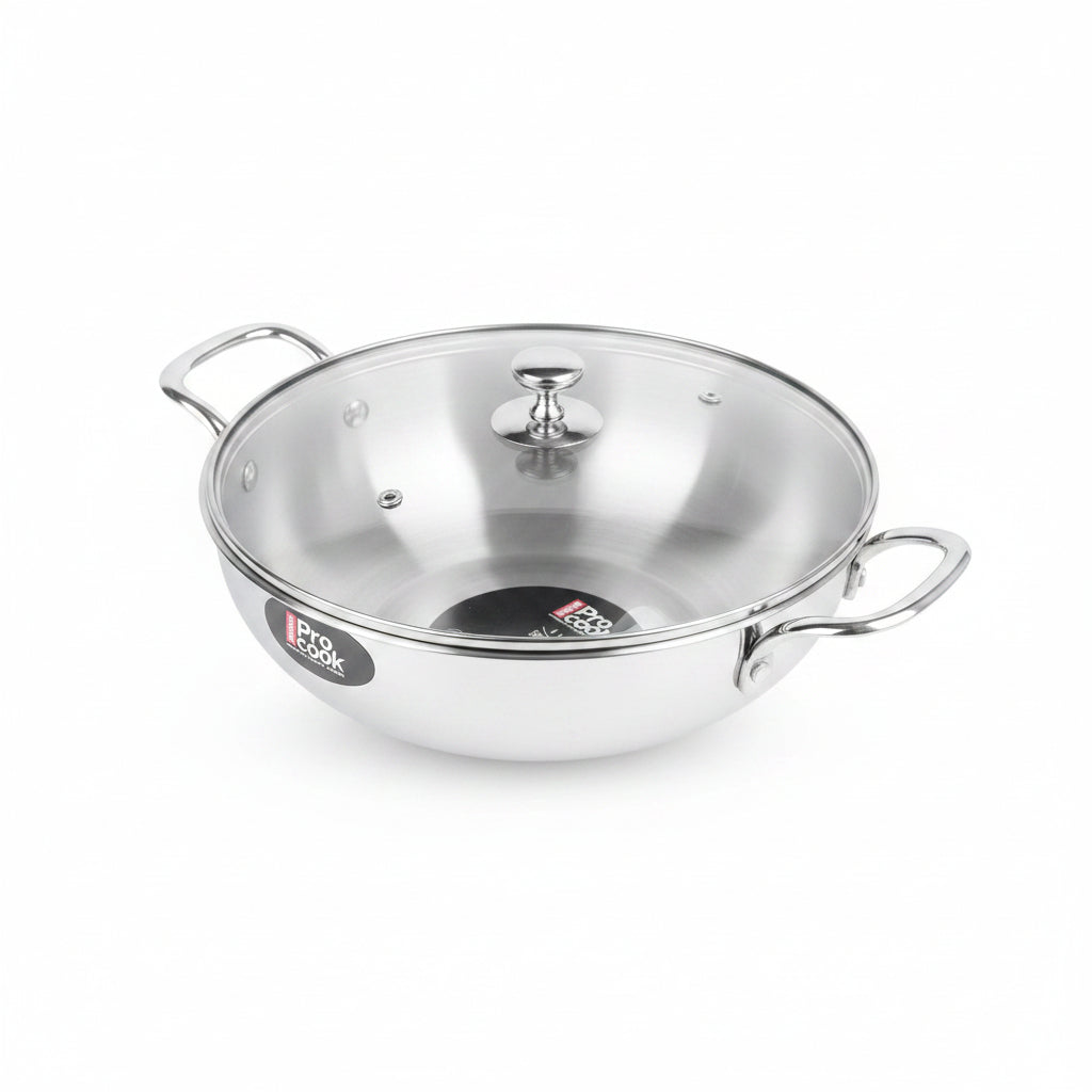 Milton Stainless Steel Kadhai with Glass Lid - 22cm
