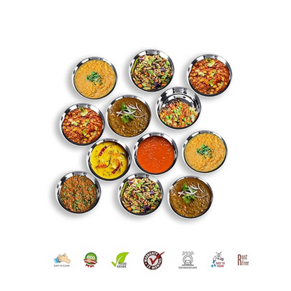 Sumeet Stainless Steel Heavy Gauge Solid Bowl Wati Set with Mirror Finish