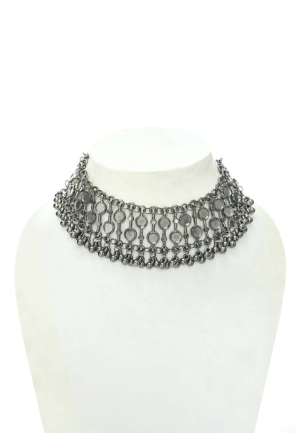 Mominos Fashion Johar Kamal Black-Plated Brass Finish Choker For Women
