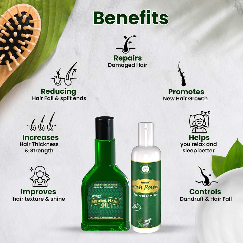 Deemark Kesh Power Ayurvedic Shampoo & Herbal Hair Oil for Healthy Hair