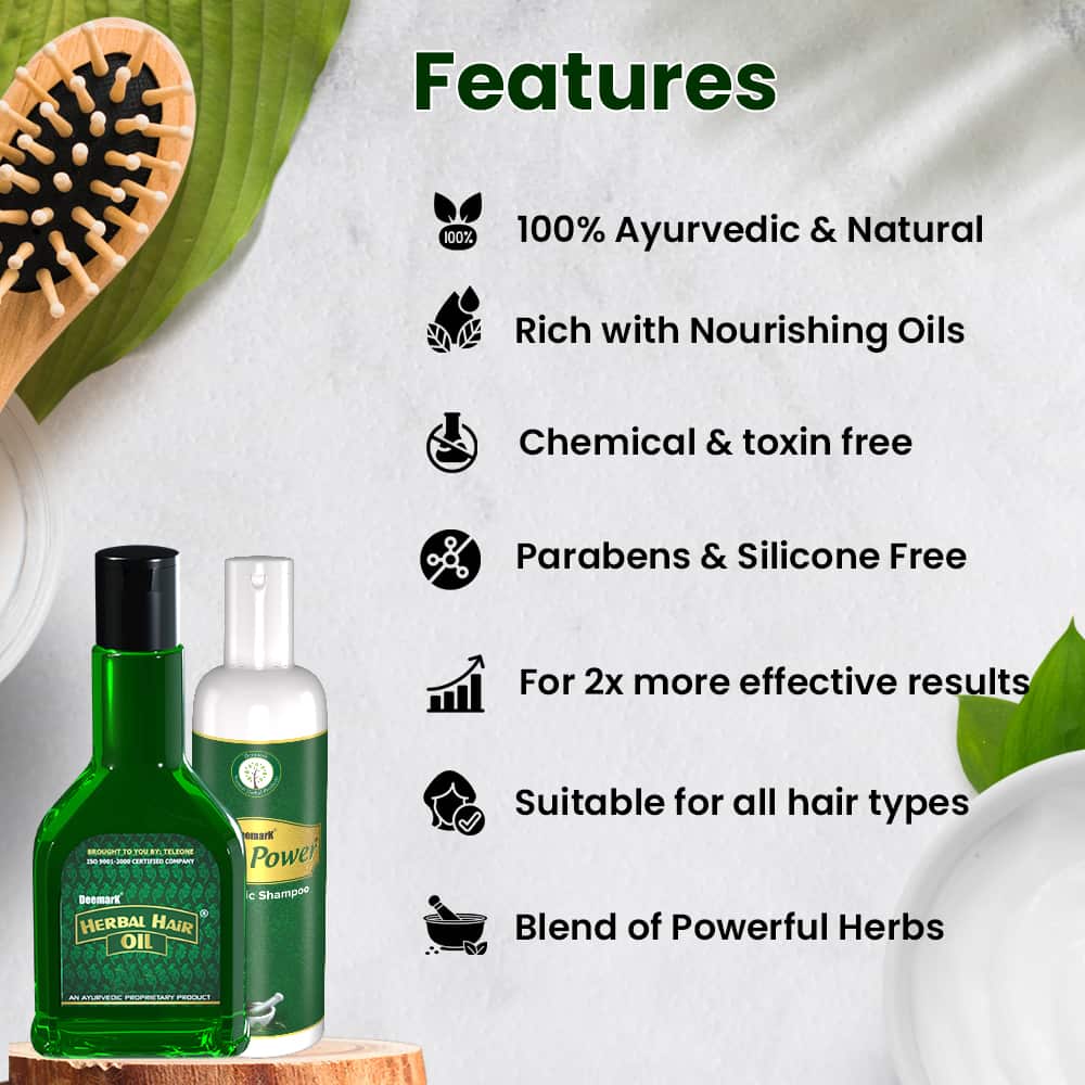 Deemark Kesh Power Ayurvedic Shampoo & Herbal Hair Oil for Healthy Hair