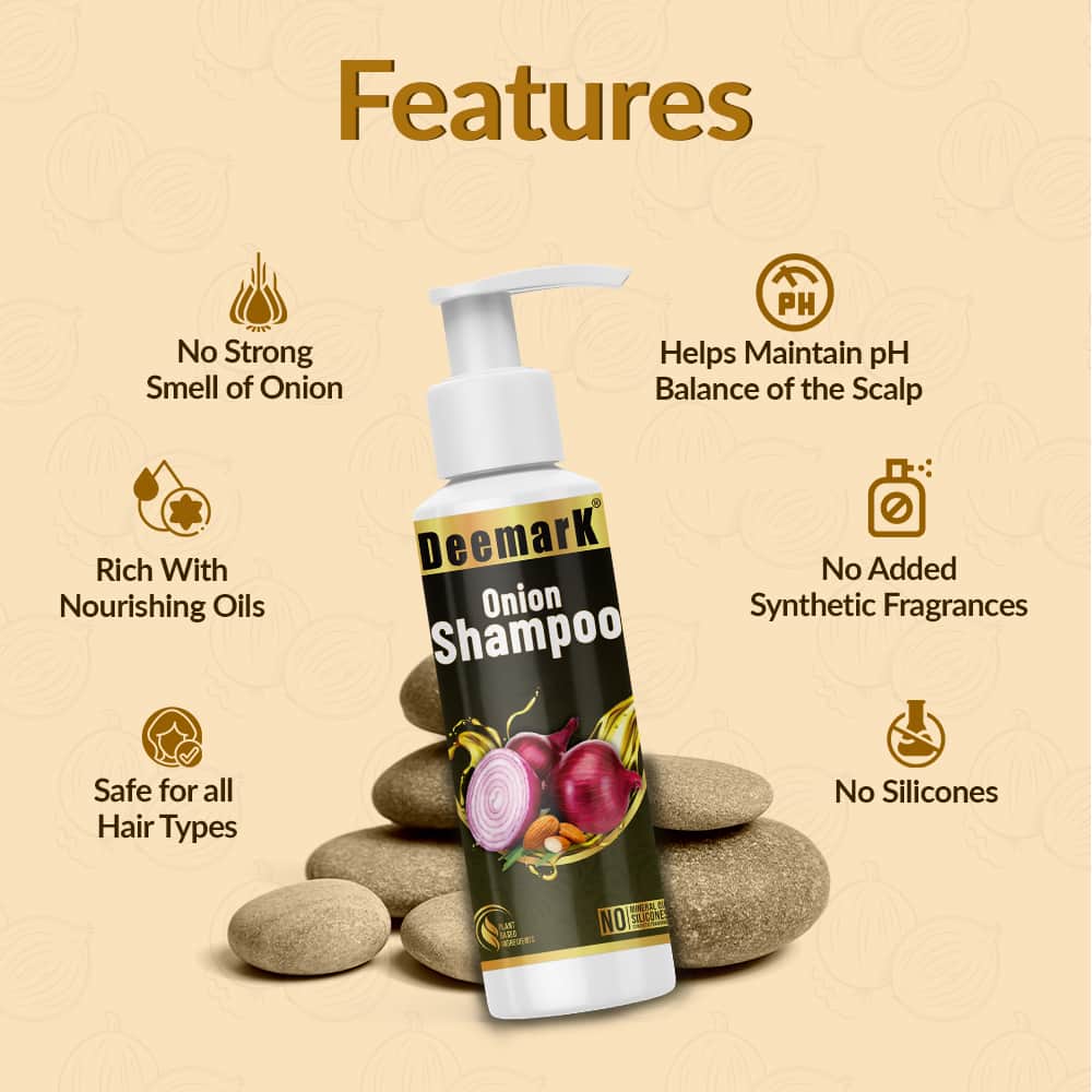 Deemark Onion Shampoo for Natural Hair Growth & Dandruff Control- 100 ml