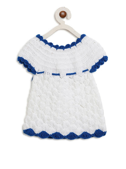 ChutPut Hand knitted Crochet Elsa Dress with Cap For Baby Girls - White