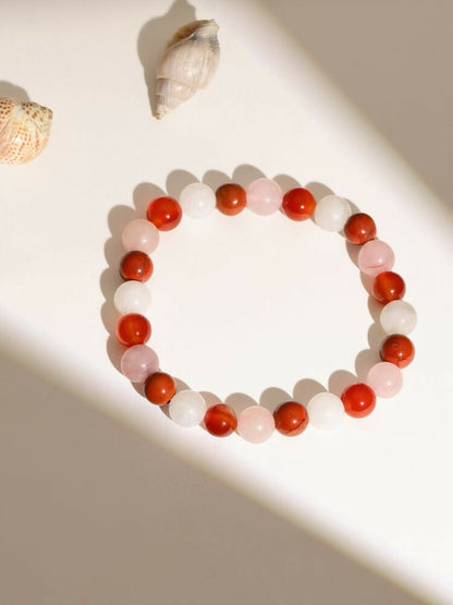 Red Carnelian, Amathyst Beads Bracelet - Ruby Raang