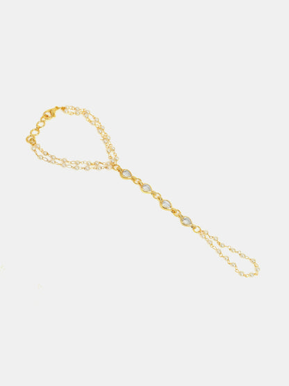 Ruby Raang Subtle Gold-Pearl Haath Phool