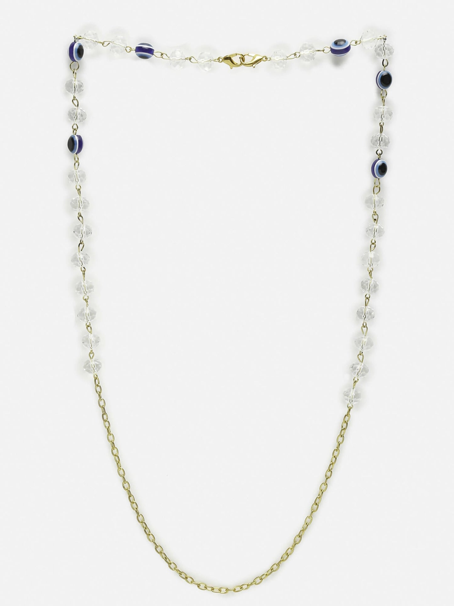 Unisex Gold-Toned Blue Evil Eye Beaded Mask Chain - Ruby Raang