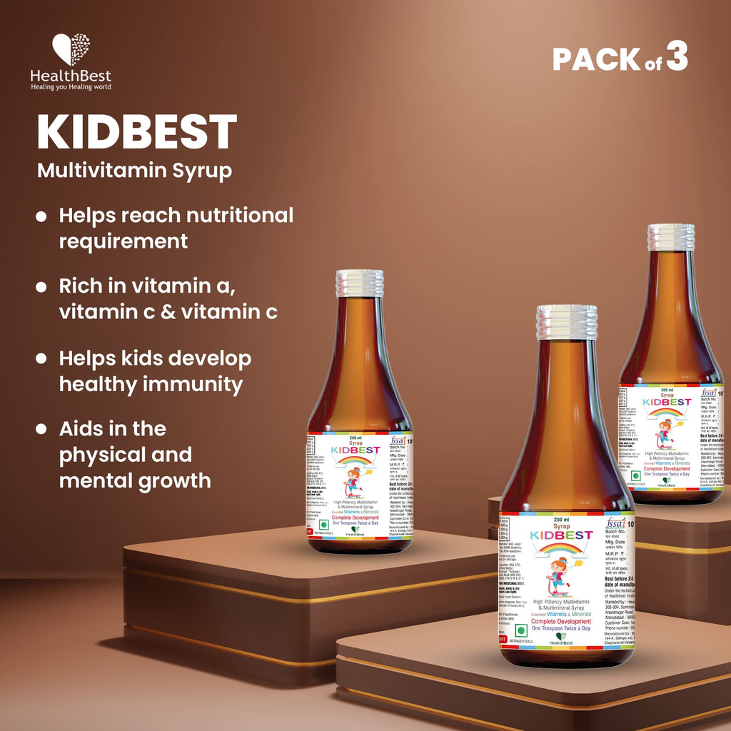 Health Best Kidbest Multivitamin Syrup Pack Of 3 - 200 ml
