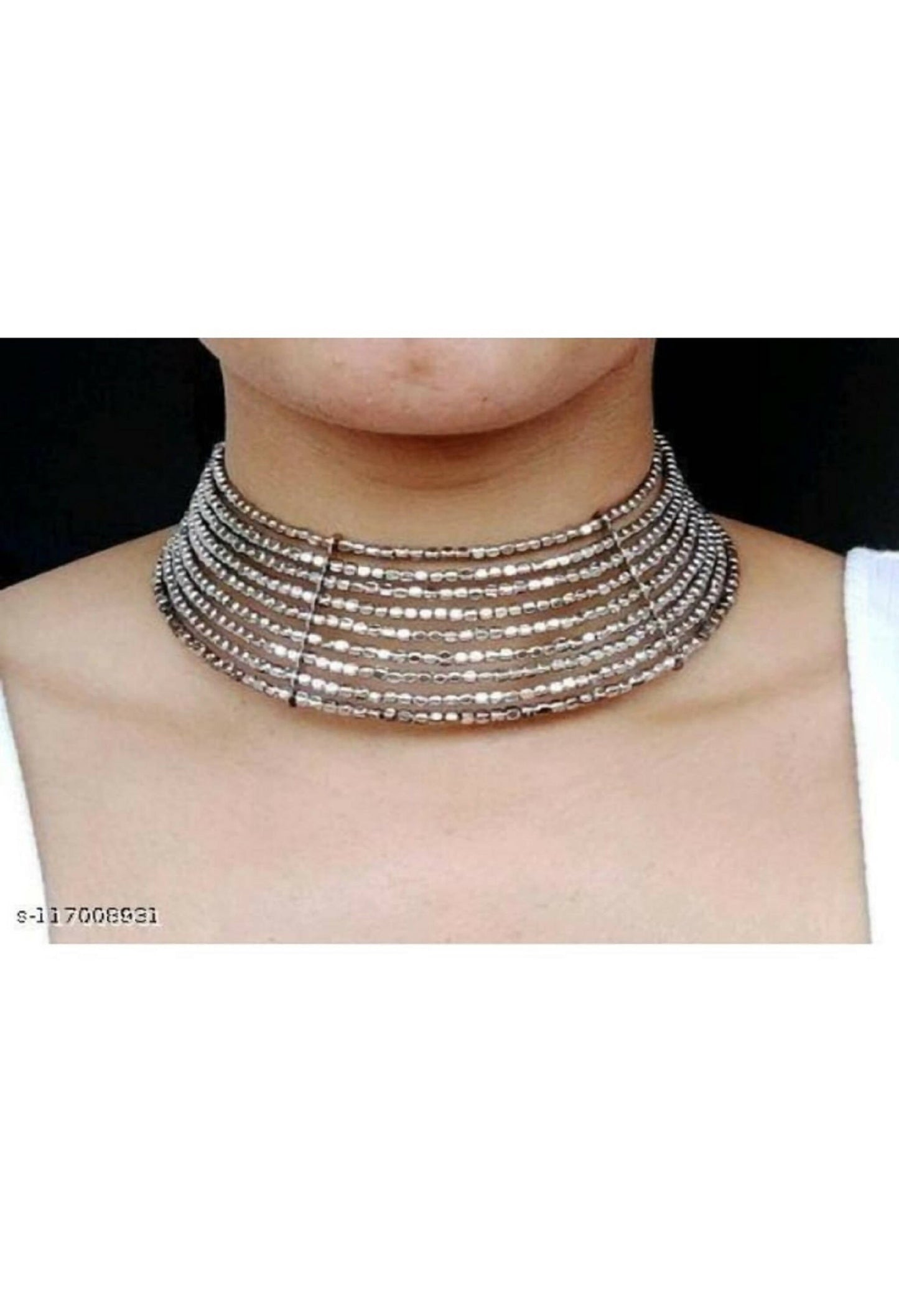 Mominos Fashion Joharkamal Oxidised Beaded work Hasli Design Choker For Women & Girls