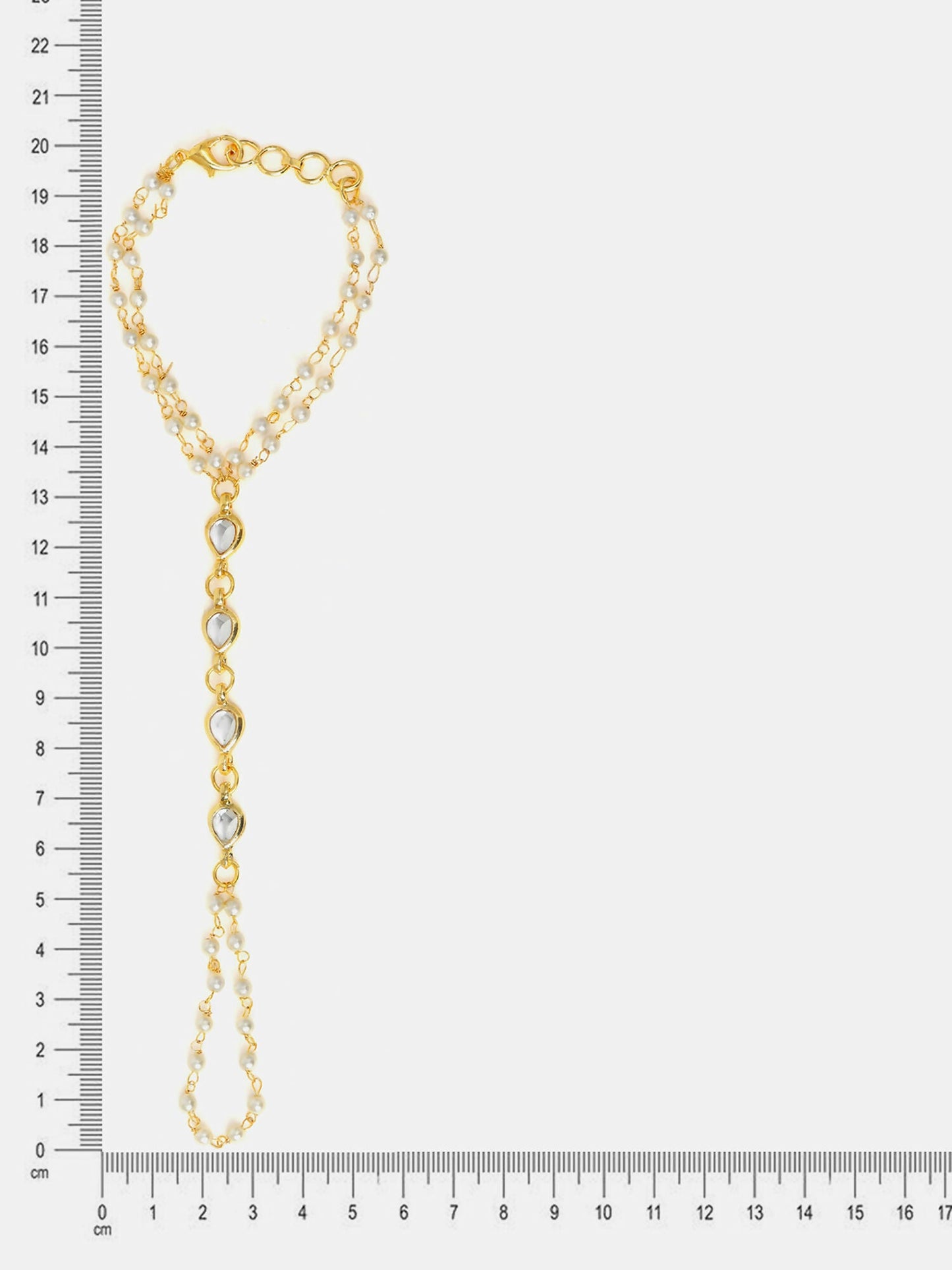Ruby Raang Subtle Gold-Pearl Haath Phool
