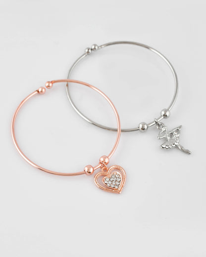 VOJ Stainless Steel Beads Gold-Polished Bracelet Set (Pack of 2)