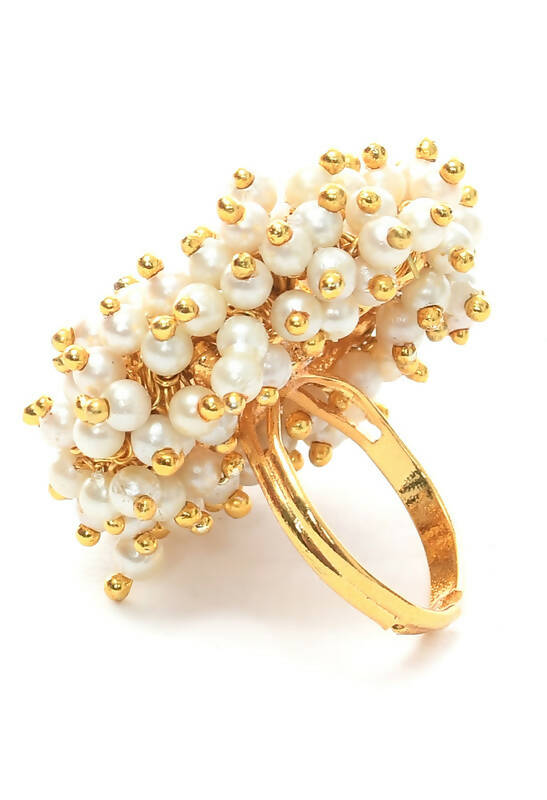 Mominos Fashion Joharkamal Gold-Polished Beads Work Bangles with Rings