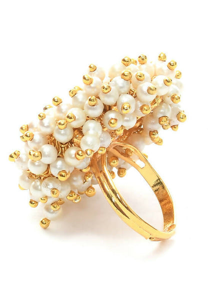 Mominos Fashion Joharkamal Gold-Polished Beads Work Bangles with Rings