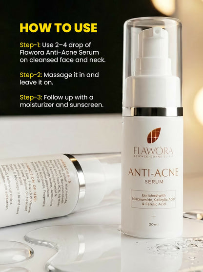 Flawora Set of Anti-Grey Hair Serum, Anti Acne Serum and Golden Glow Face Serum